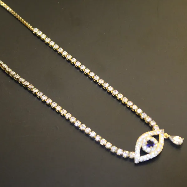 White_&_Golden_Premium_Brass_And_American_Diamond_Neck_Pendant_For_Women