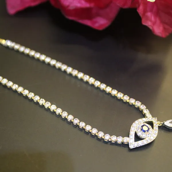 White_&_Golden_Premium_Brass_And_American_Diamond_Neck_Pendant_For_Women