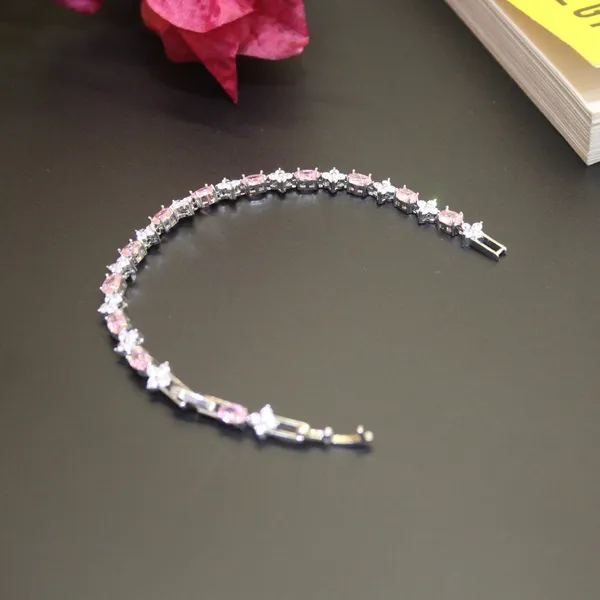 Pink_&_Silver_Premium_Tennis_Bracelets_For_Women