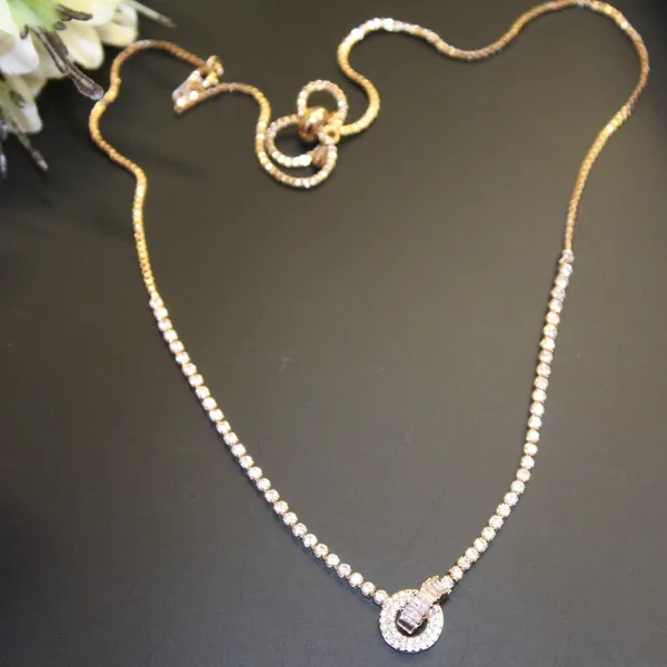 White_&_Golden_Premium_Brass_And_American_Diamond_Neck_Pendant_For_Women
