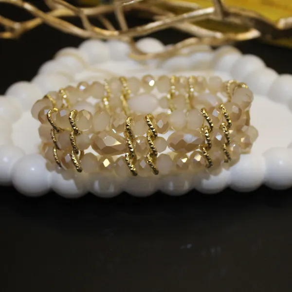 Cream_&_Golden_Premium_Crystal_Stretch_Bracelets_For_Women