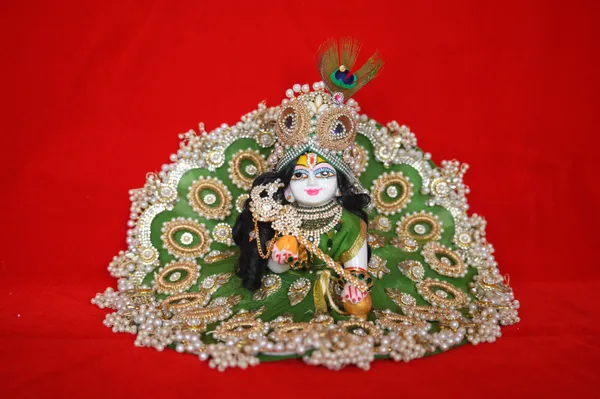 Mehendi_Green__Dust_Marbel_Laddu_Gopal_With_Poshak_And_Shringar_Handmade_|_Embroidered