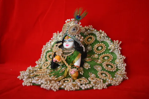 Mehendi_Green__Dust_Marbel_Laddu_Gopal_With_Poshak_And_Shringar_Handmade_|_Embroidered