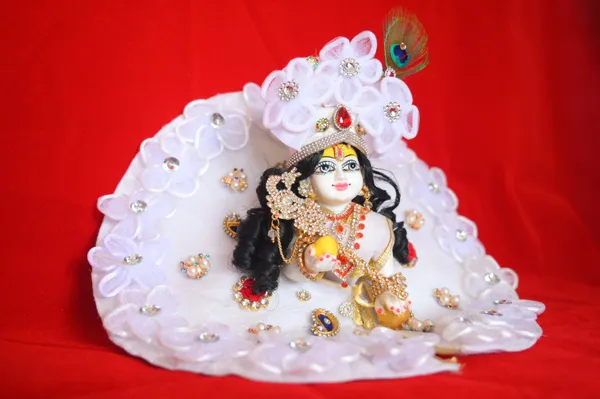 White__Dust_Marbel_Laddu_Gopal_With_Poshak_And_Shringar_Handmade_|_Embroidered
