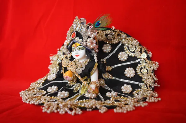 Black__Dust_Marbel_Laddu_Gopal_With_Poshak_And_Shringar_Handmade_|_Embroidered