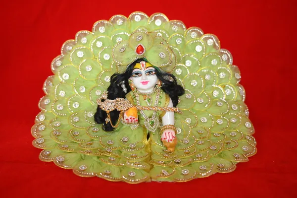 Light_Green__Dust_Marbel_Laddu_Gopal_With_Poshak_And_Shringar_Handmade_|_Embroidered