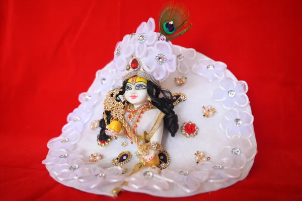 White__Dust_Marbel_Laddu_Gopal_With_Poshak_And_Shringar_Handmade_|_Embroidered