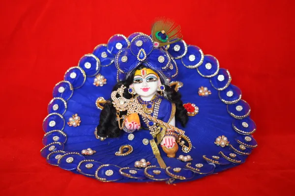 Blue__Dust_Marbel_Laddu_Gopal_With_Poshak_And_Shringar_Handmade_|_Embroidered