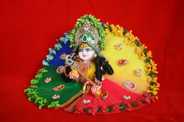 Multicolor__Dust_Marbel_Laddu_Gopal_With_Poshak_And_Shringar_Handmade_|_Embroidered