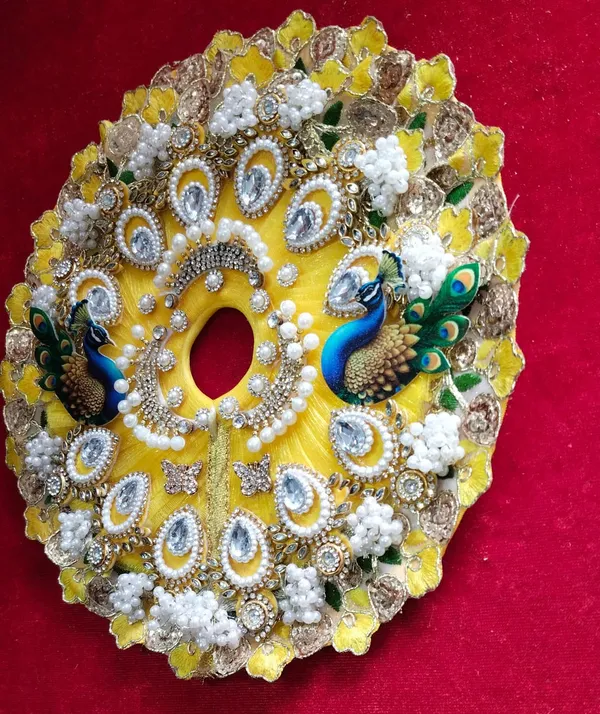 Handcrafted_Yellow__Laddu_Gopal_Poshak__|_Peacock_Pattern_|_Embroidered