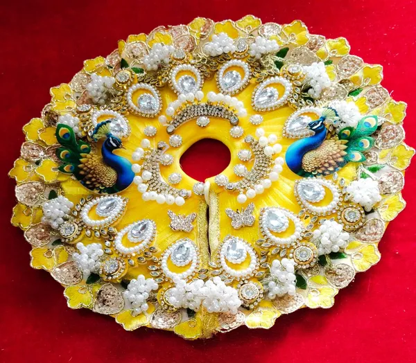 Handcrafted_Yellow__Laddu_Gopal_Poshak__|_Peacock_Pattern_|_Embroidered