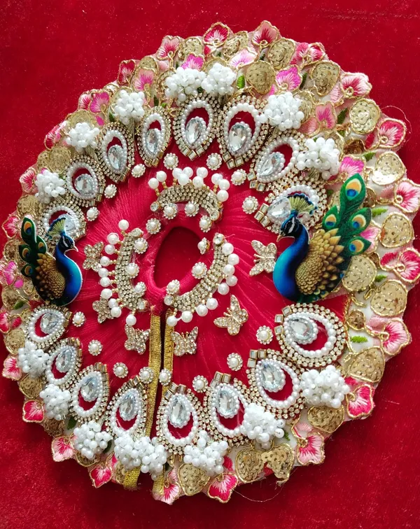 Handcrafted_Red_Laddu_Gopal_Poshak__|_Peacock_Pattern_|_Embroidered