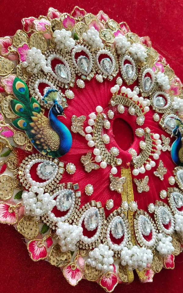 Handcrafted_Red_Laddu_Gopal_Poshak__|_Peacock_Pattern_|_Embroidered