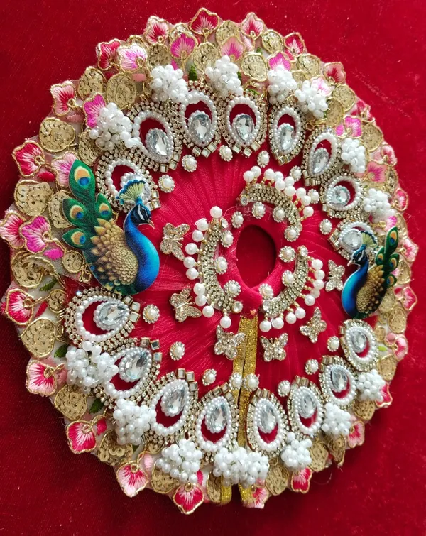 Handcrafted_Red_Laddu_Gopal_Poshak__|_Peacock_Pattern_|_Embroidered