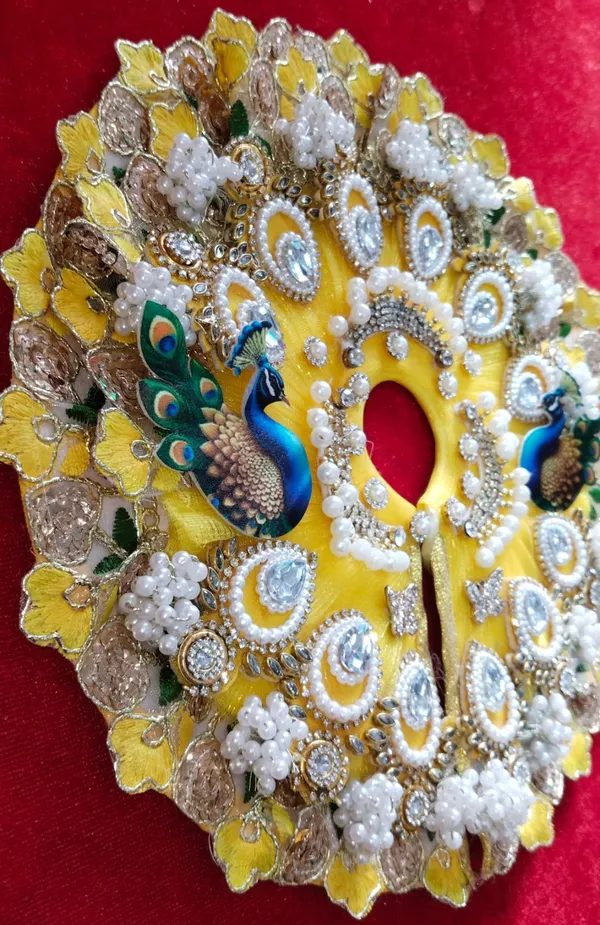 Handcrafted_Yellow__Laddu_Gopal_Poshak__|_Peacock_Pattern_|_Embroidered