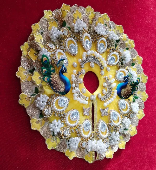 Handcrafted_Yellow__Laddu_Gopal_Poshak__|_Peacock_Pattern_|_Embroidered