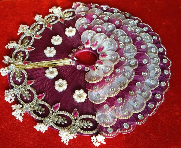 Handcrafted_wine__white_Laddu_Gopal_Poshak_|_Rajsi_Pearl_|_Peacock_Pattern_|_Embroidered