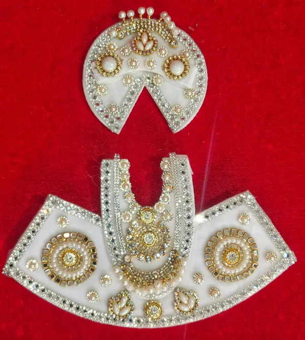 White_Khatu_Shyam_Ji_Dress_Handmade_Embroidery