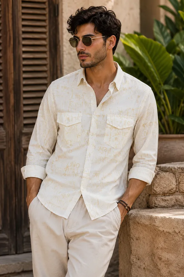 Pastel_Yellow_Striped_Cotton_Linen_Regular_Fit_Shirt_For_Men