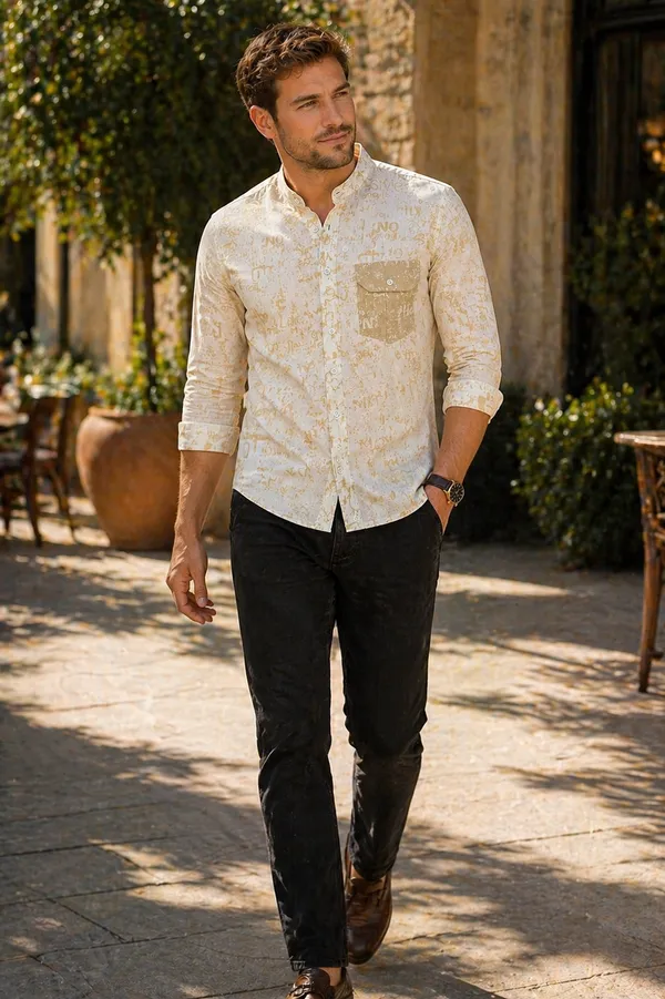 Pastel_Yellow_Striped_Cotton_Linen_Regular_Fit_Shirt_For_Men