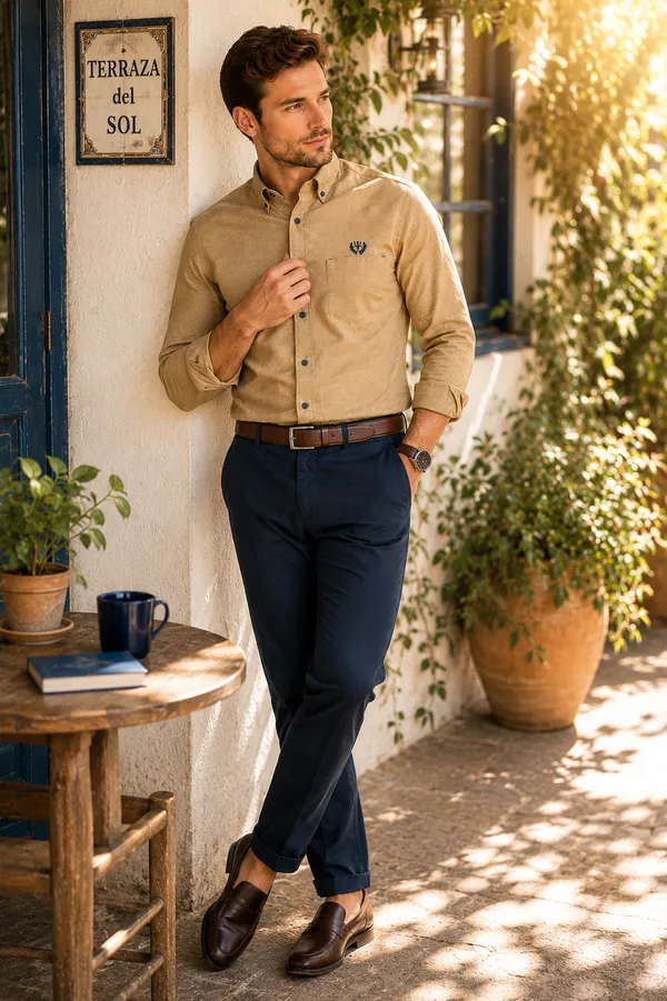 Khaki_Cotton_Linen_Regular_Fit_Shirt_For_Men