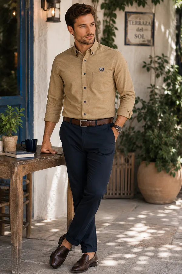 Khaki_Cotton_Linen_Regular_Fit_Shirt_For_Men