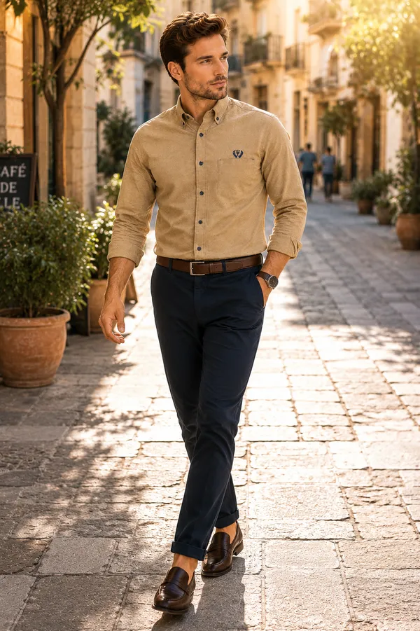 Khaki_Cotton_Linen_Regular_Fit_Shirt_For_Men