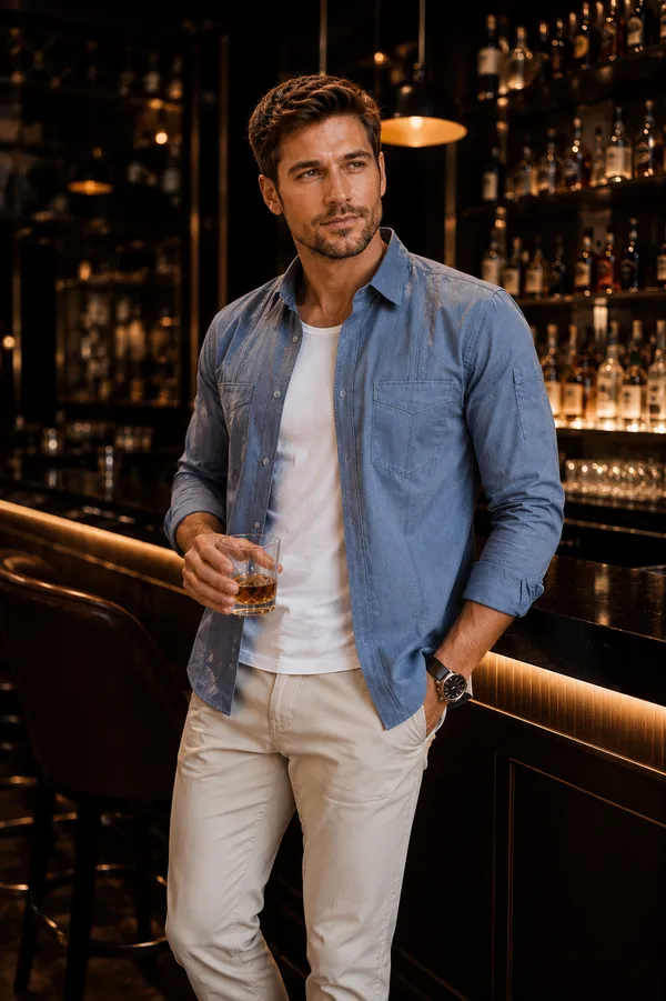 Steel_Blue_Cotton_Linen_Regular_Fit_Shirt_For_Men