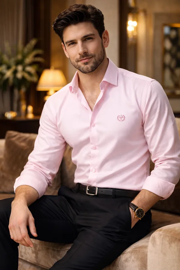 Pink_Cotton_Slim_Fit_Shirt_For_Men