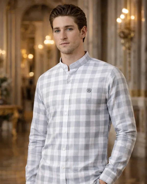 Grey_White_Twill_Lycra_Regular_Fit_Shirt_For_Men