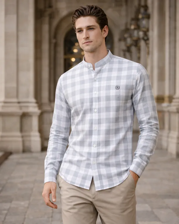 Grey_White_Twill_Lycra_Regular_Fit_Shirt_For_Men