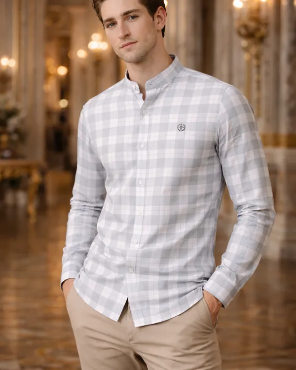 Grey_White_Twill_Lycra_Regular_Fit_Shirt_For_Men