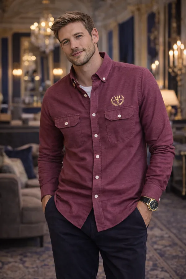 Rich_Maroon_Cotton_Linen_Regular_Fit_Shirt_For_Men