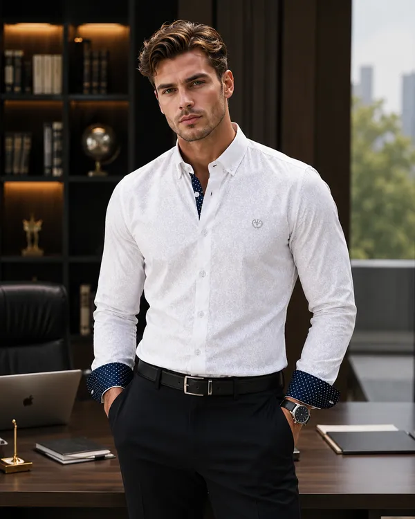 White_Cotton_Slim_Fit_Shirt_For_Men