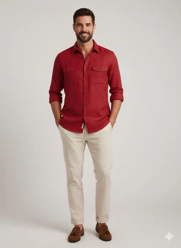Red_Cotton_Linen_Regular_Fit_Shirt_For_Men