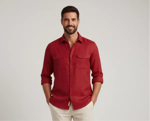 Red_Cotton_Linen_Regular_Fit_Shirt_For_Men