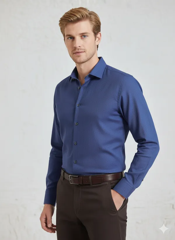 Royal_Blue_Cotton_Linen_Regular_Fit_Shirt_For_Men