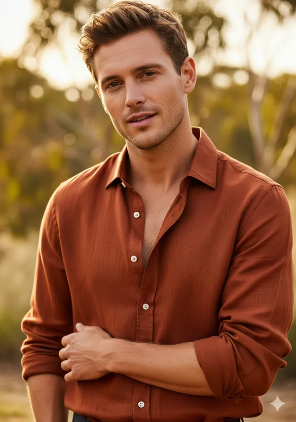 Brown_Cotton_Linen_Regular_Fit_Shirt_For_Men