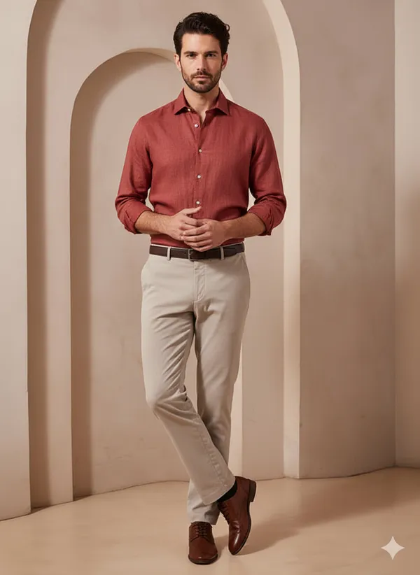 Brown_Cotton_Linen_Regular_Fit_Shirt_For_Men