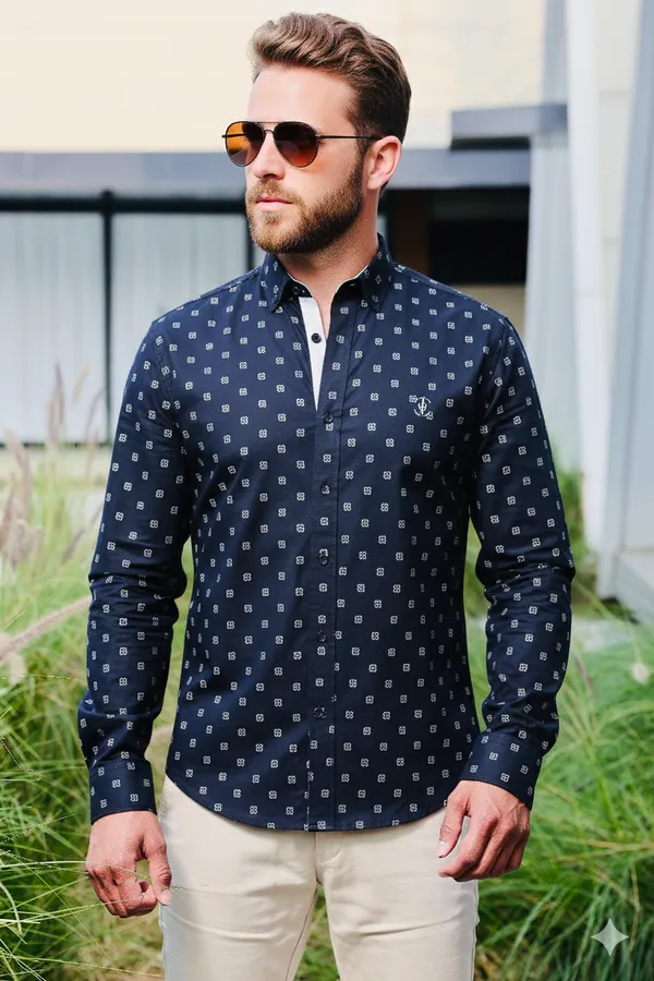 Blue_Cotton_Linen_Regular_Fit_Shirt_For_Men