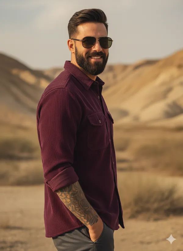 Brown_Cotton_Linen_Regular_Fit_Shirt_For_Men