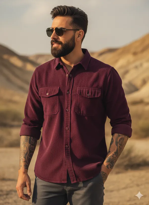 Brown_Cotton_Linen_Regular_Fit_Shirt_For_Men
