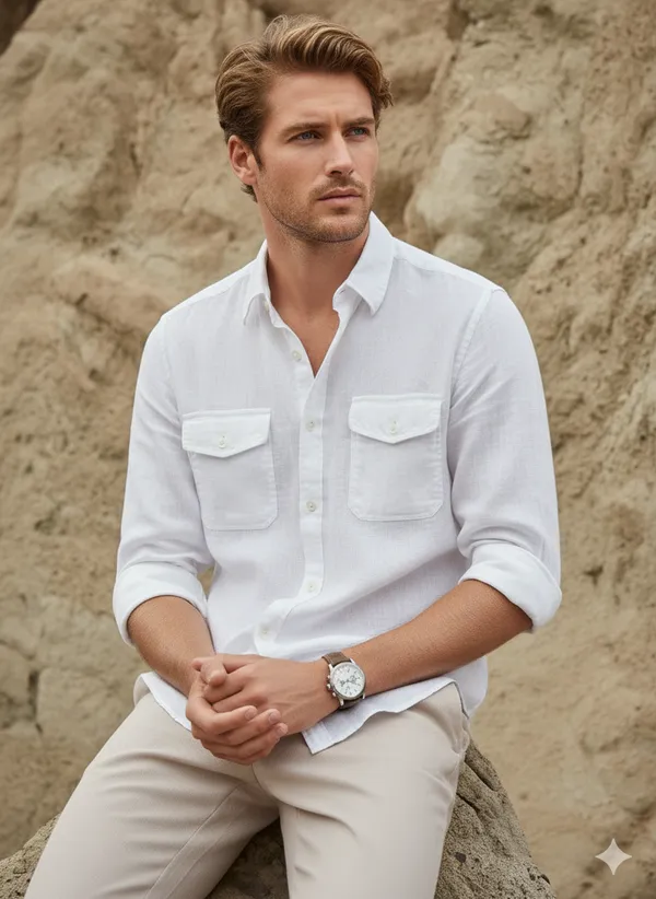 White_Cotton_Linen_Regular_Fit_Shirt_For_Men