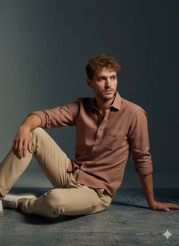 Brown_Cotton_Linen_Regular_Fit_Shirt_For_Men
