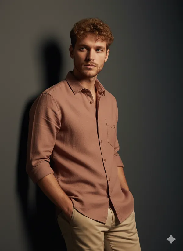 Brown_Cotton_Linen_Regular_Fit_Shirt_For_Men