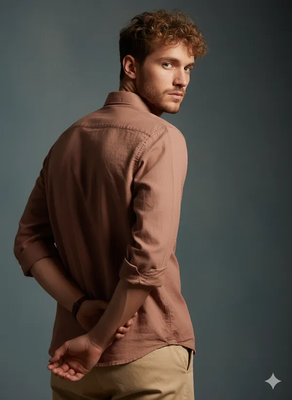 Brown_Cotton_Linen_Regular_Fit_Shirt_For_Men