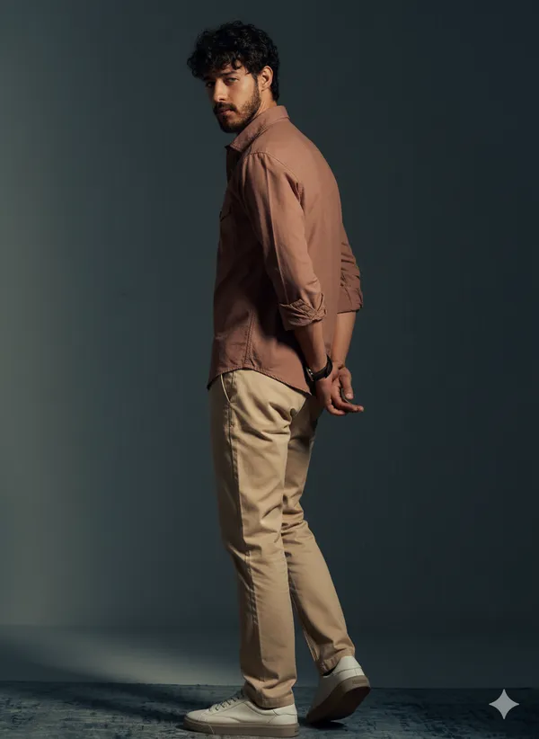 Brown_Cotton_Linen_Regular_Fit_Shirt_For_Men
