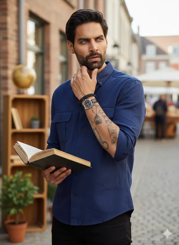 Navy_Blue_Cotton_Linen_Regular_Fit_Shirt_For_Men