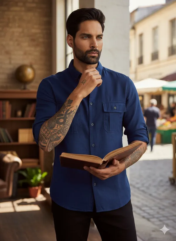 Navy_Blue_Cotton_Linen_Regular_Fit_Shirt_For_Men