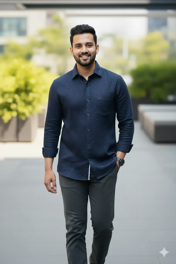 Navy_Blue_Cotton_Linen_Regular_Fit_Shirt_For_Men